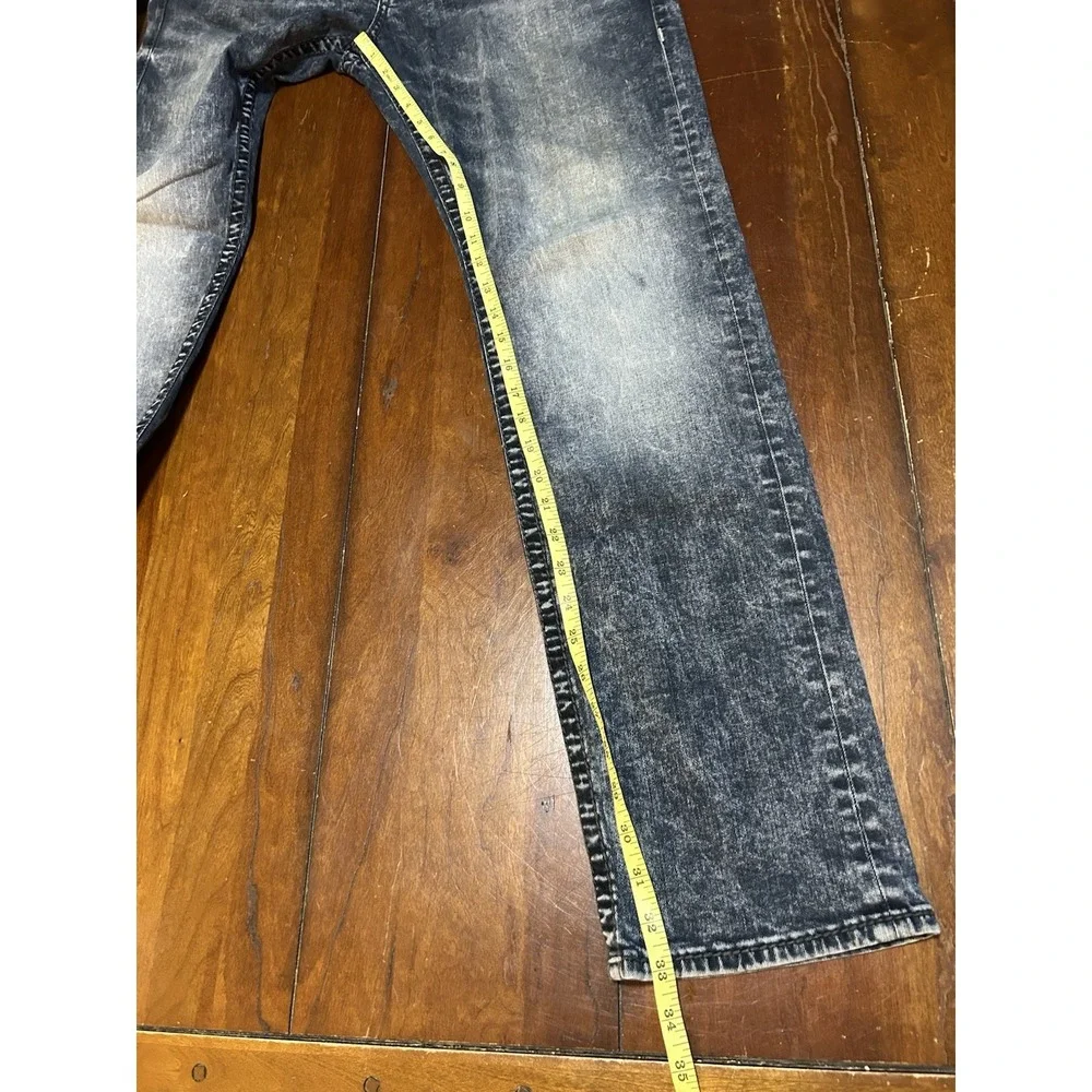True Religion Geno Relaxed Skinny W Flap Men's 34x33 Jeans Blue Stretch